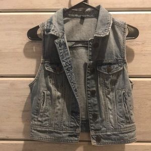 Distressed Denim Vest